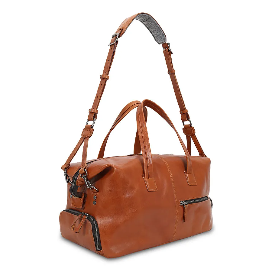 Leather Travel Duffel Bag with Organized Storage Pockets