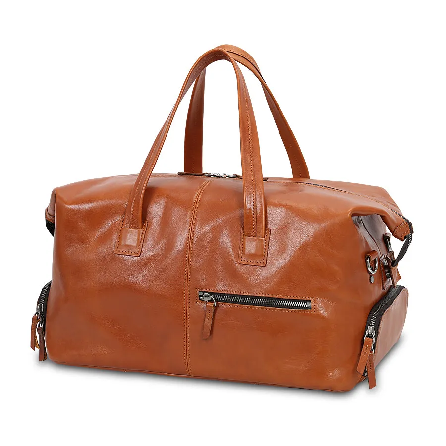 Leather Travel Duffel Bag with Organized Storage Pockets