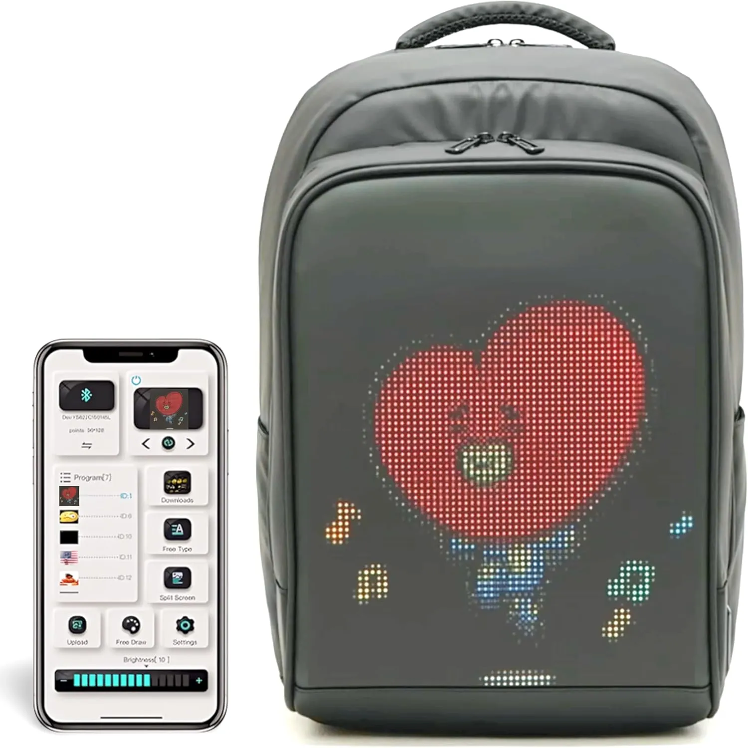 LED Backpack, Motorcycle Backpack with Programmable Screen, LED Bookbag, Large laptop Bag for women and men, Digital Screen Carry-On Bag for Traveling