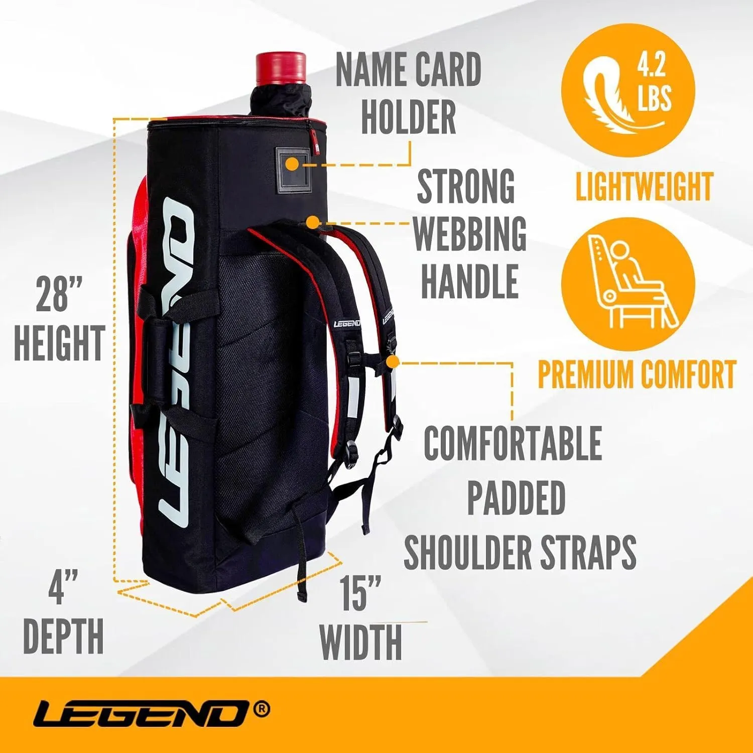 Legend XT720 Takedown Recurve Bow Case - Protective Nylon Archery Backpack Bag, Padded Recurve Bow and Arrow Case for Archery Accessories & Gears with Multiple Pockets, Arrow Tube Included