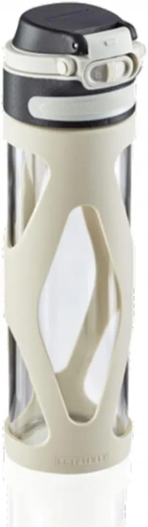 Leifheit Flip Glass Bottle 600 ml, 100% Leak-Proof Sports Bottle, Convenient One Hand Opening, Drinking Bottle with Filter for Fruit Infuser, Sustainable Water Bottle, BPA-Free, Shockproof, Silver