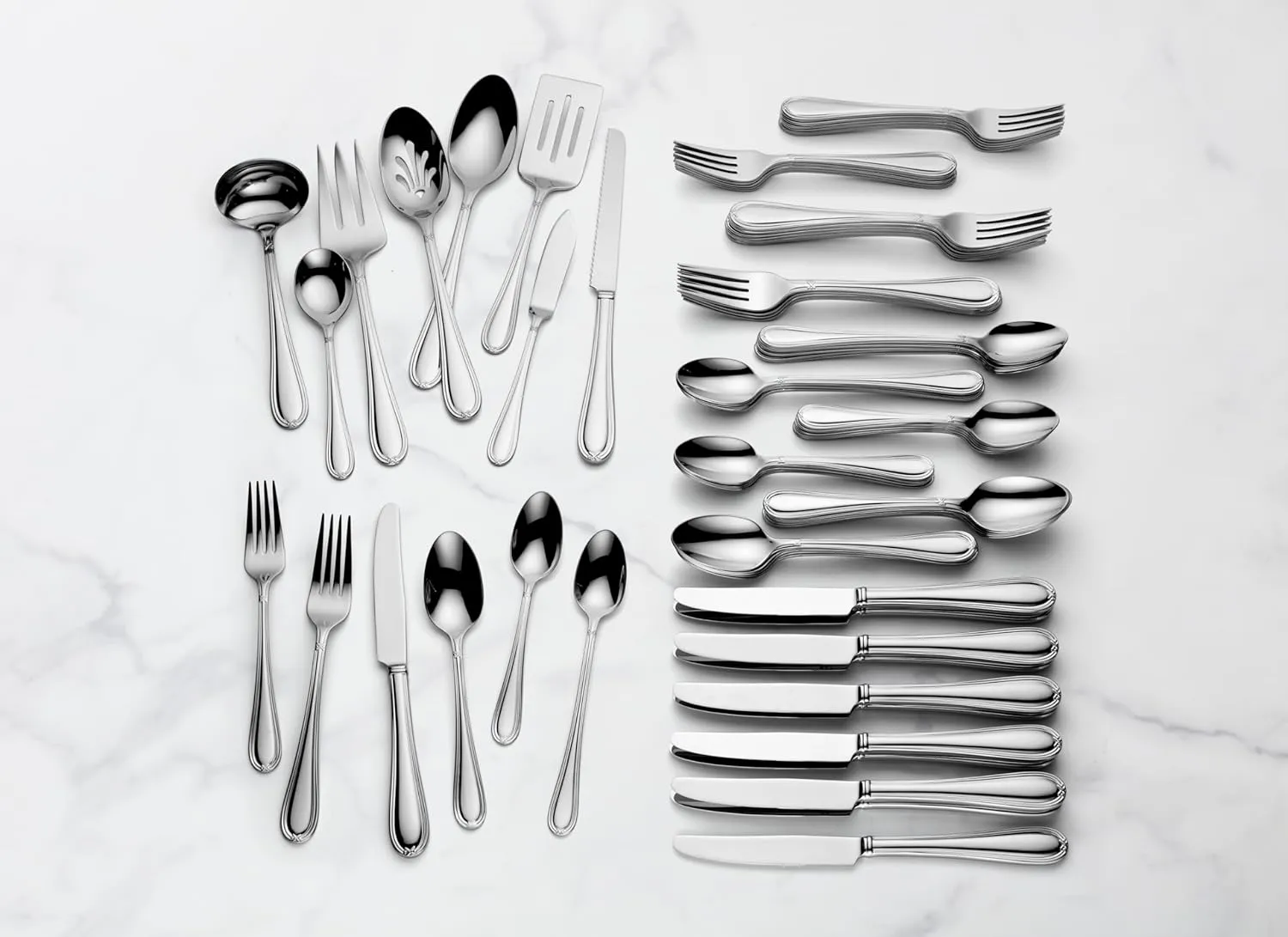 Lenox Ashbridge 80-Piece Flatware Set, 12.55, Metallic