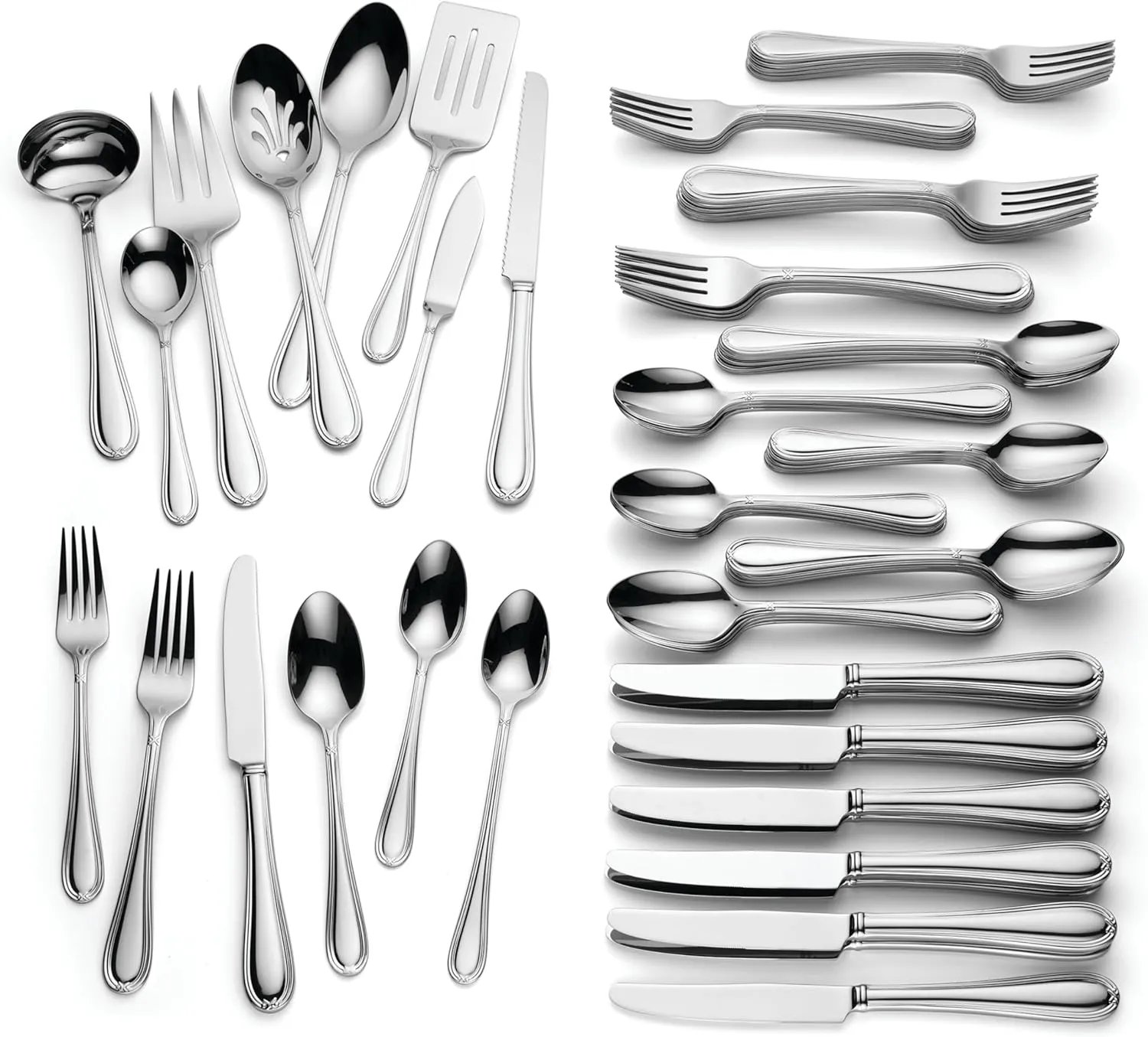 Lenox Ashbridge 80-Piece Flatware Set, 12.55, Metallic