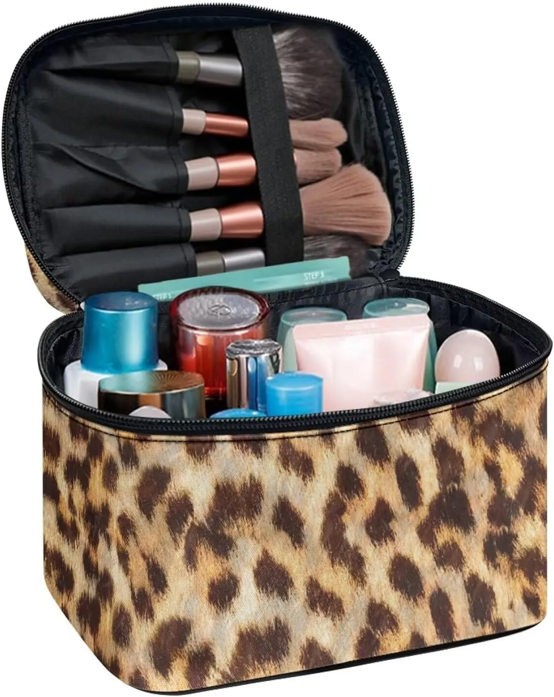 Leopard Makeup Bag Cosmetic Bag with Handle Lightweight Makeup Storage Organizer Toiletry Bag, Birthday Gift for Girls Women