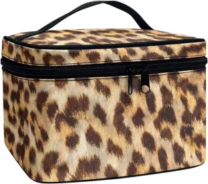 Leopard Makeup Bag Cosmetic Bag with Handle Lightweight Makeup Storage Organizer Toiletry Bag, Birthday Gift for Girls Women