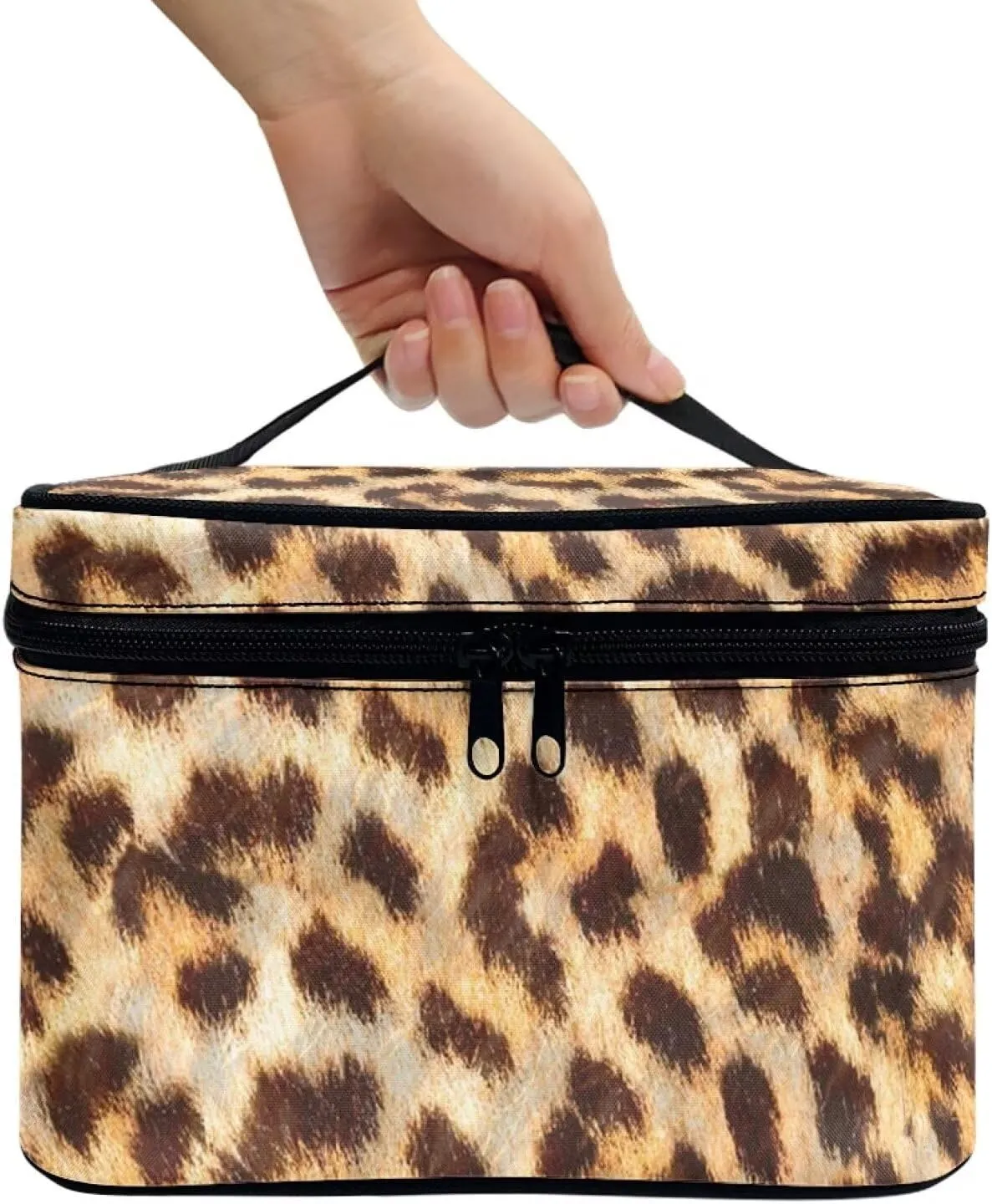 Leopard Makeup Bag Cosmetic Bag with Handle Lightweight Makeup Storage Organizer Toiletry Bag, Birthday Gift for Girls Women