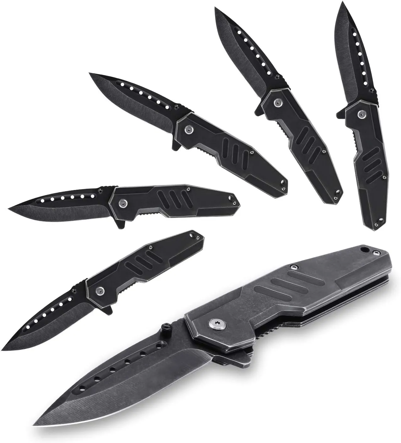 Lichamp Tactical Folding Pocket Knife for Men, 6-Pack Flip Knives Spring Assisted Opening, Sharp Pocket Knife with Clip for Camping, Hunting, Hiking, Indoor and Outdoor Activities