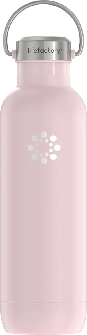 LIfeFactory Stainless Steel Vacuum-Insulated Sport Bottle, 24 Ounce, Desert Rose