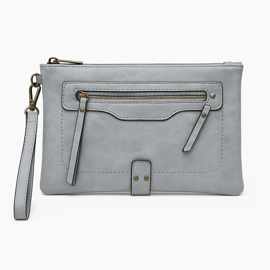 Light grey clutch with strap