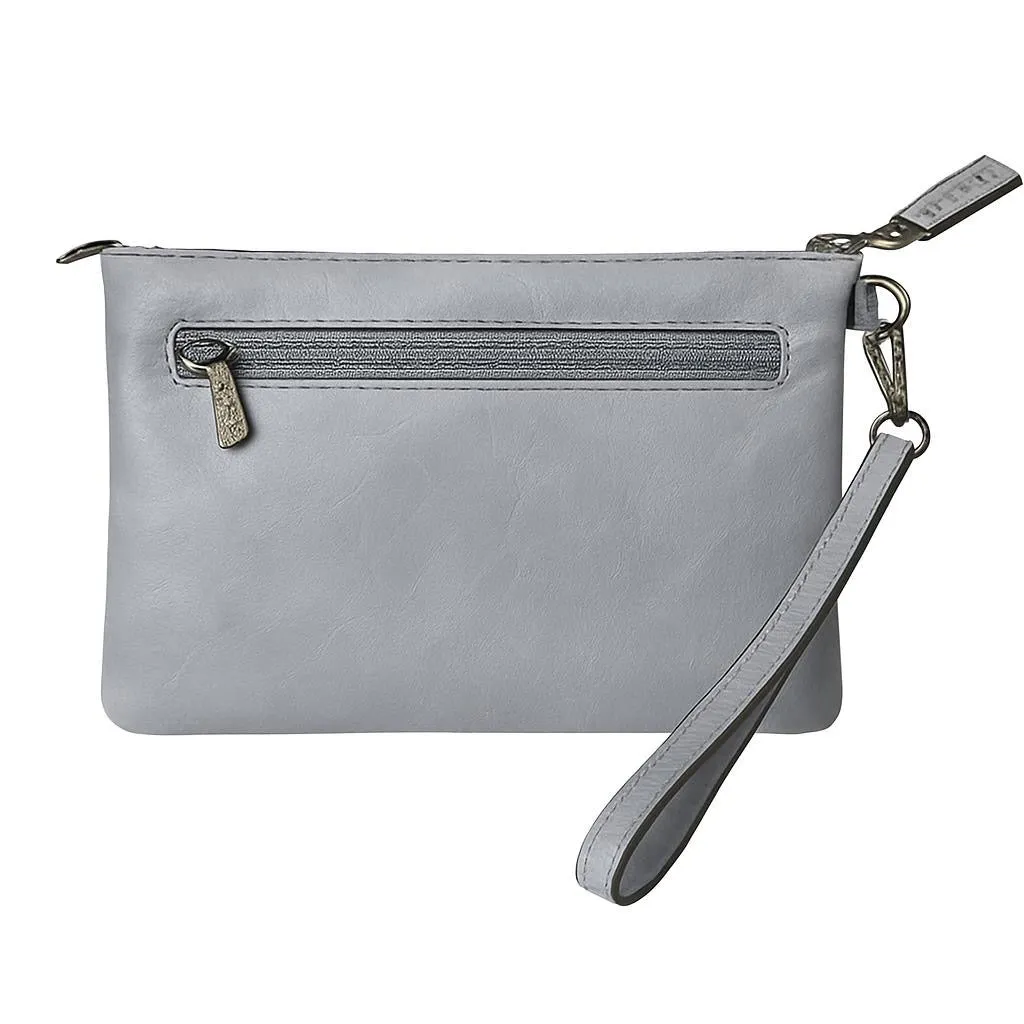 Light grey clutch with strap