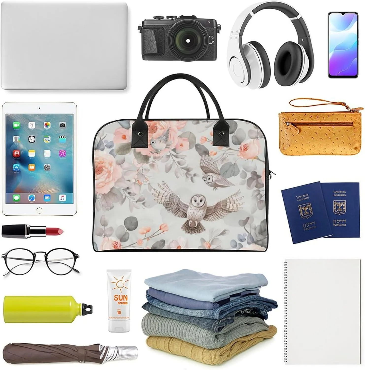 Lightning-black-background Women's Handbag Multi-Object Travel Bag Lightweight Carry-On Cross-Body Bag