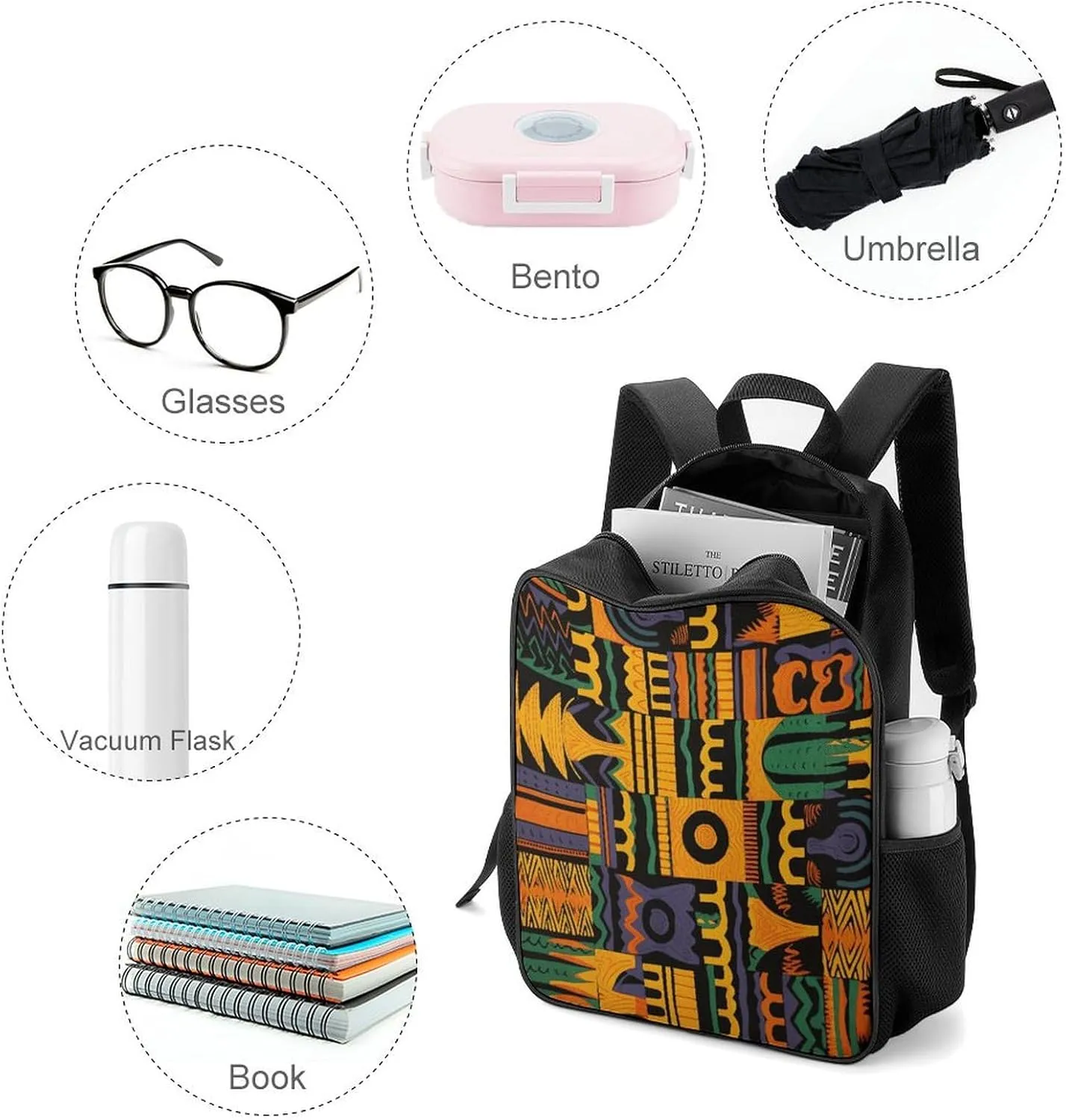 Lightweight Backpacks Cute Travel Bag Durable African Ethnic Pattern Printing Small Travel Backpack For Women & Men