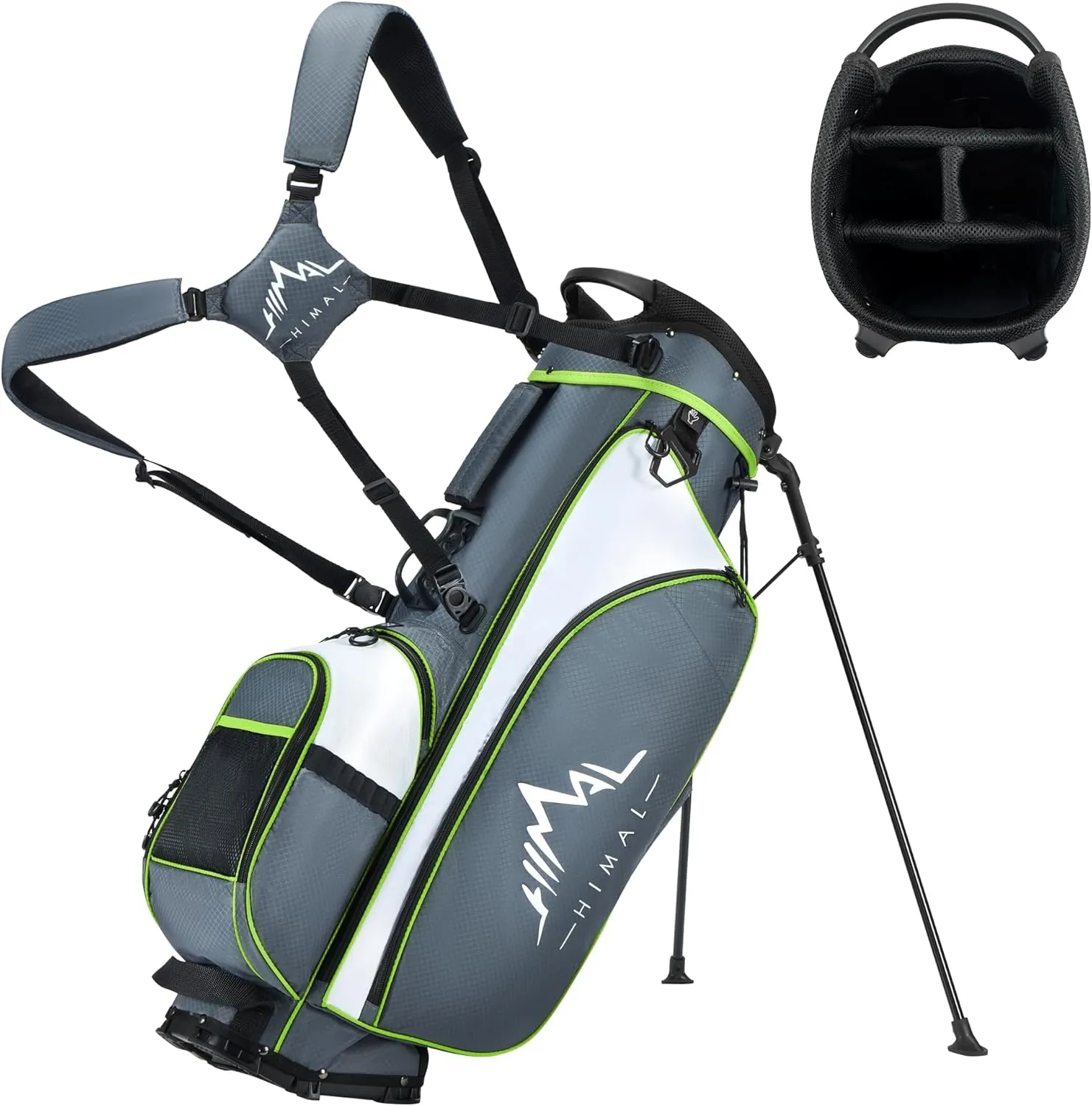 Lightweight Golf Stand Bag with 4-Way Full-Length Divider, Foldable Base & Dual Straps