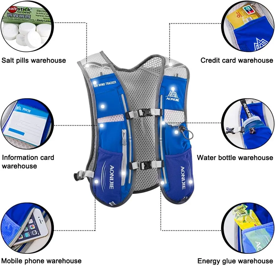 Lightweight Running Hydration Backpack, 5L 190g Running Hydration Vest for Women and Men Cycling Running Climbing Hiking Vest Pack