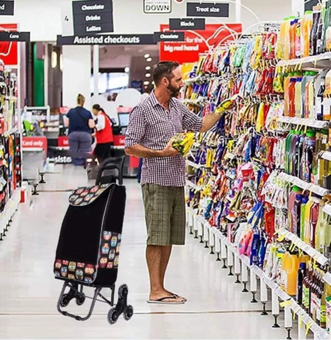 Lightweight Shopping Trolley, Foldable Shopping Trolley, Lightweight Utility Grocery Shopping Trolley, Climbing Trolley with Wheeled Carts