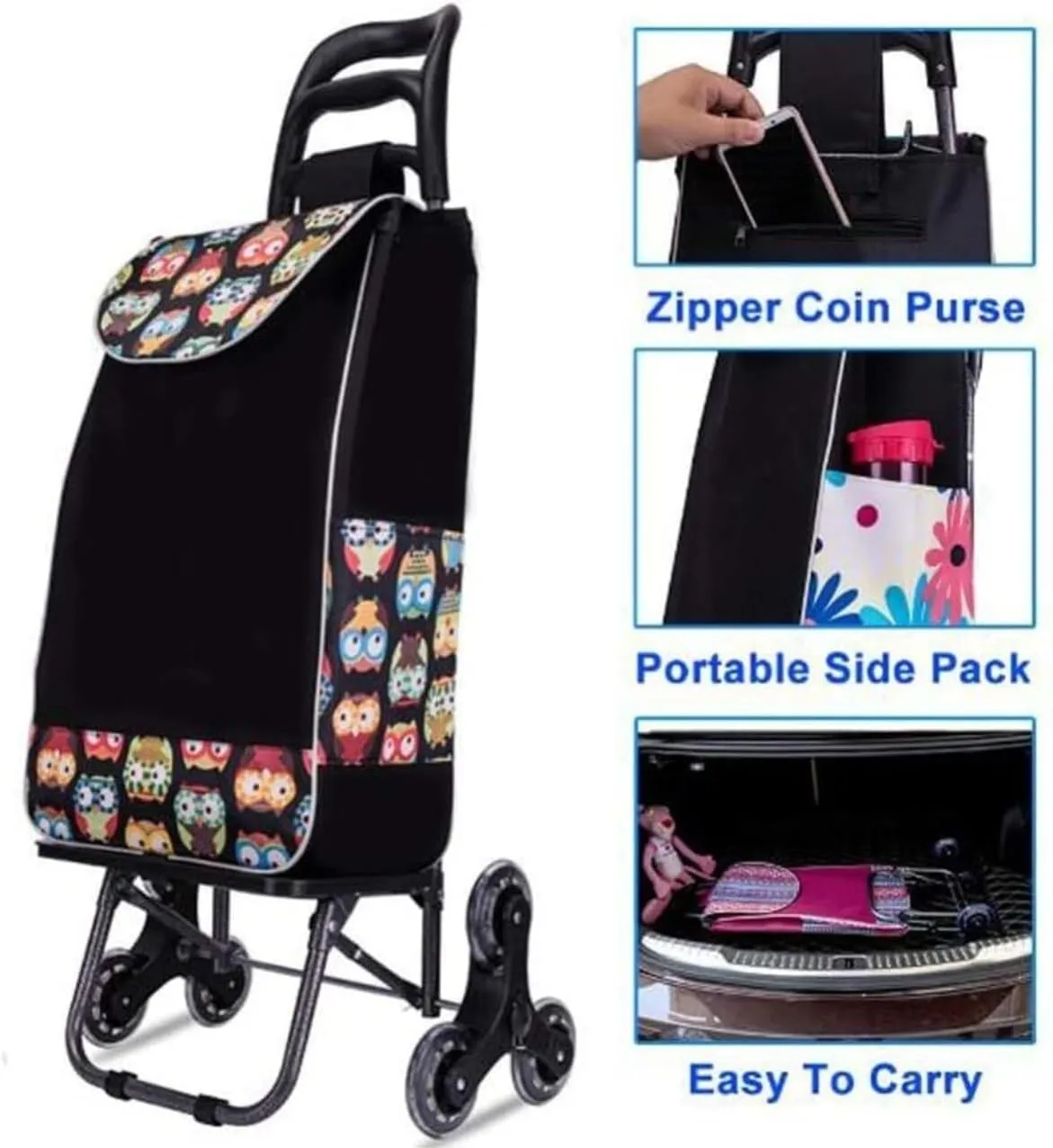 Lightweight Shopping Trolley, Foldable Shopping Trolley, Lightweight Utility Grocery Shopping Trolley, Climbing Trolley with Wheeled Carts