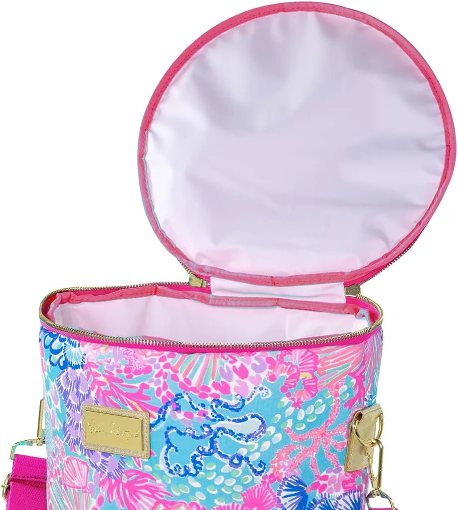 Lilly Pulitzer Insulated Soft Beach Cooler with Adjustable/Removable Strap and Double Zipper Close, Splendor in The Sand