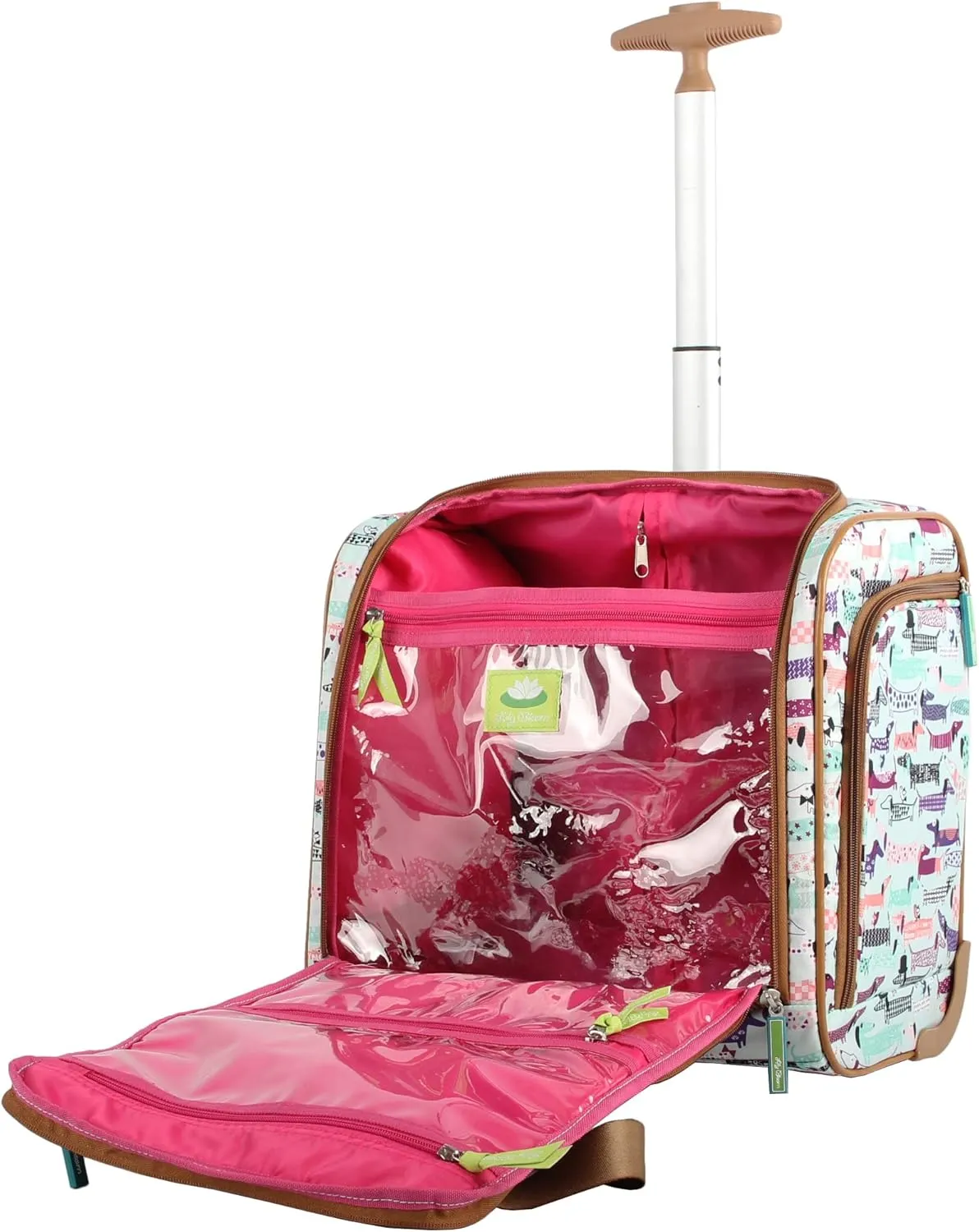 Lily Bloom Designer 15 Inch Carry On - Weekender Overnight Business Travel Luggage - Lightweight 2- Roller Wheels Suitcase - Under Seat Rolling Bag for Women (Totally Paw Some, One Size)