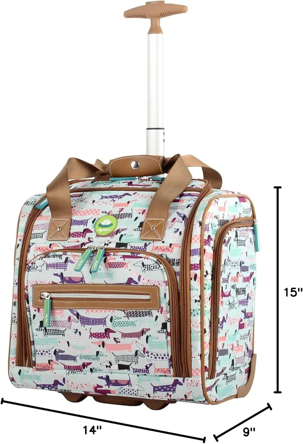 Lily Bloom Designer 15 Inch Carry On - Weekender Overnight Business Travel Luggage - Lightweight 2- Roller Wheels Suitcase - Under Seat Rolling Bag for Women (Totally Paw Some, One Size)