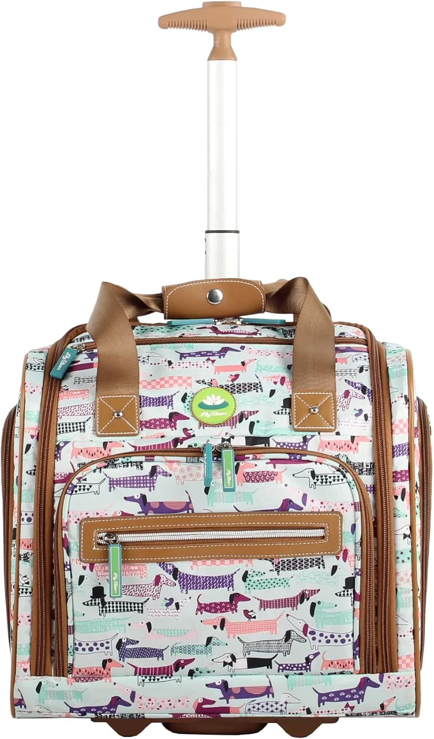 Lily Bloom Designer 15 Inch Carry On - Weekender Overnight Business Travel Luggage - Lightweight 2- Roller Wheels Suitcase - Under Seat Rolling Bag for Women (Totally Paw Some, One Size)