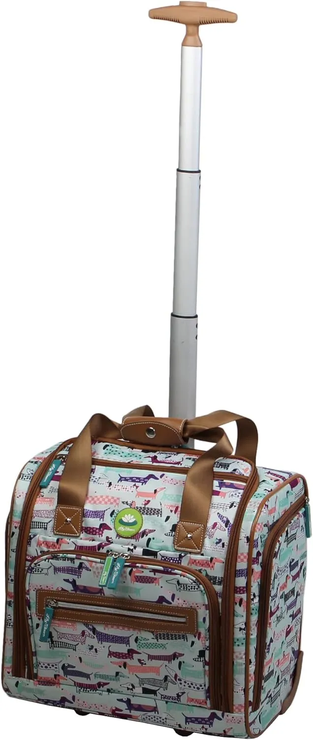 Lily Bloom Designer 15 Inch Carry On - Weekender Overnight Business Travel Luggage - Lightweight 2- Roller Wheels Suitcase - Under Seat Rolling Bag for Women (Totally Paw Some, One Size)