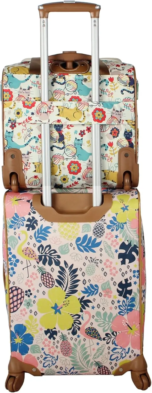 Lily Bloom Designer 15 Inch Carry On - Weekender Overnight Business Travel Luggage - Lightweight 2- Rolling Wheels Suitcase - Under Seat Rolling Bag for Women (Furry Friend)