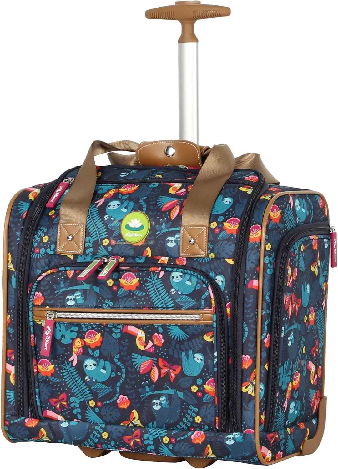 Lily Bloom Designer 15 Inch Carry On - Weekender Overnight Business Travel Luggage - Lightweight 2- Rolling Wheels Suitcase - Under Seat Rolling Bag for Women (Sloth to Me)