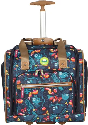 Lily Bloom Designer 15 Inch Carry On - Weekender Overnight Business Travel Luggage - Lightweight 2- Rolling Wheels Suitcase - Under Seat Rolling Bag for Women (Sloth to Me)