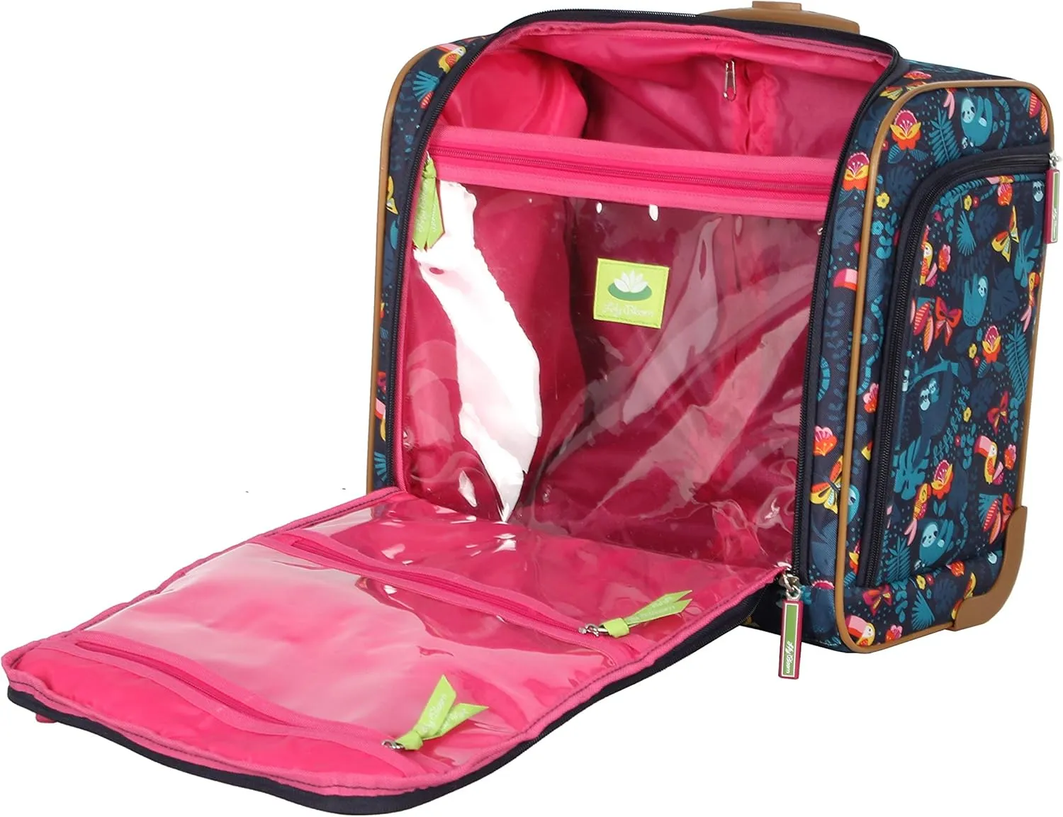 Lily Bloom Designer 15 Inch Carry On - Weekender Overnight Business Travel Luggage - Lightweight 2- Rolling Wheels Suitcase - Under Seat Rolling Bag for Women (Sloth to Me)