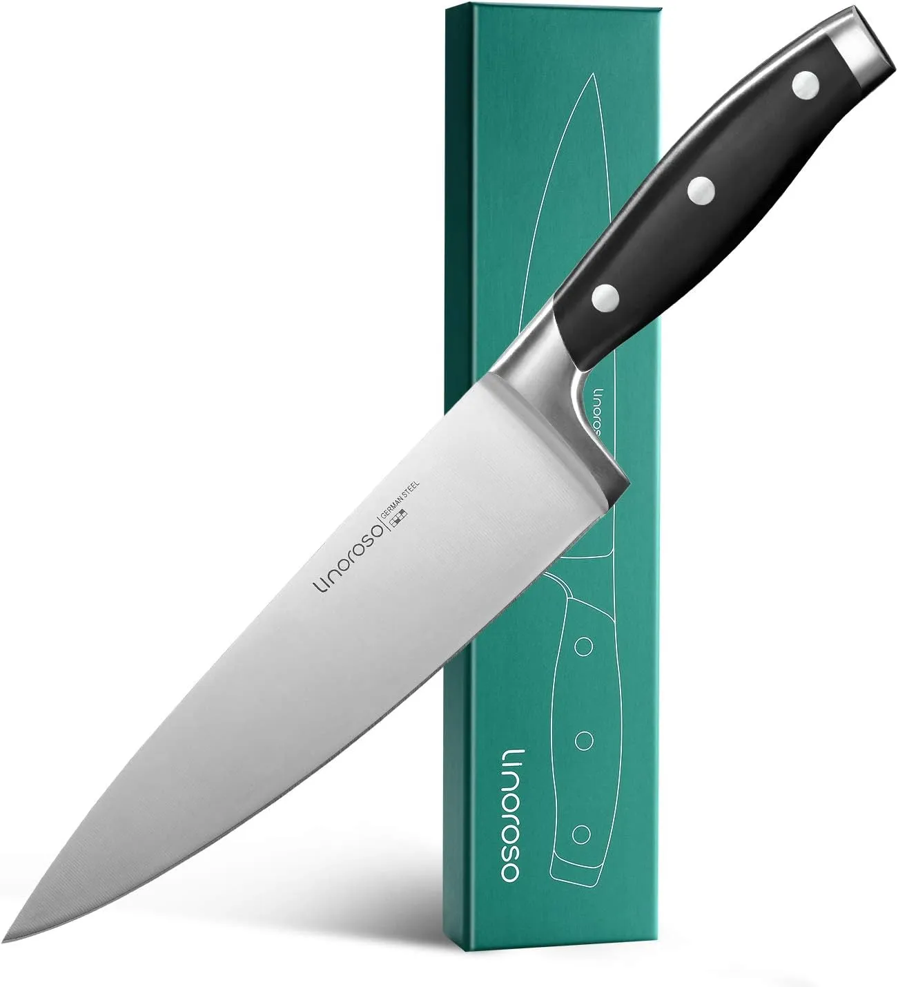 linoroso Chef Knife - Professional Pro Kitchen Knife 8 inch Chef's Knives, German High Carbon Stainless Steel Ultra Sharp Cooking Knife with Full Tang Ergonomic Handle - Classic Series