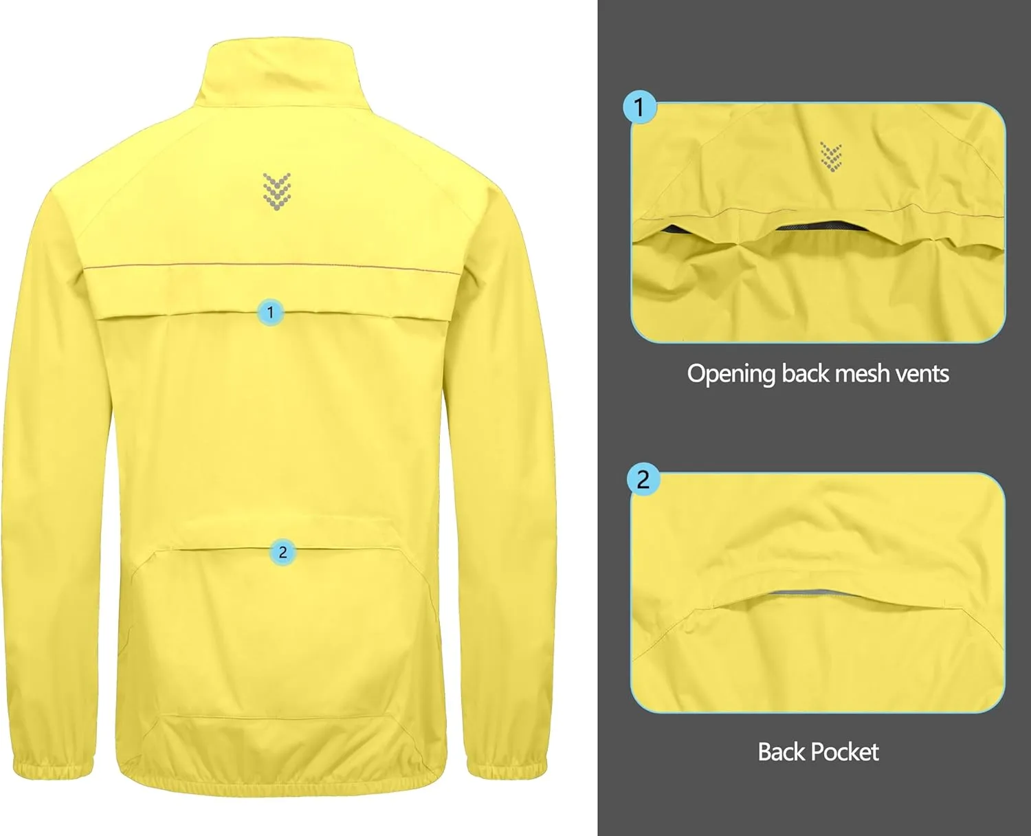 Little Donkey Andy Men's Cycling Jacket, Waterproof Lightweight Windbreaker, Packable