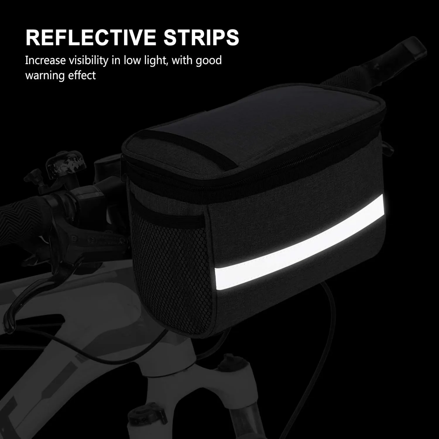 Lixada Bicycle Basket Bike Front Basket Bicycle Insulated Front Bag MTB Bike Handlebar Bag Basket Pannier Cooler Bag with Reflective Strip