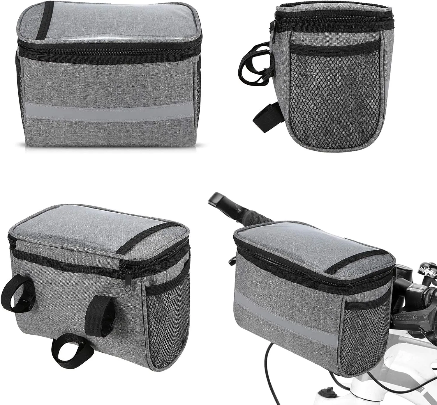 Lixada Bicycle Basket Bike Front Basket Bicycle Insulated Front Bag MTB Bike Handlebar Bag Basket Pannier Cooler Bag with Reflective Strip