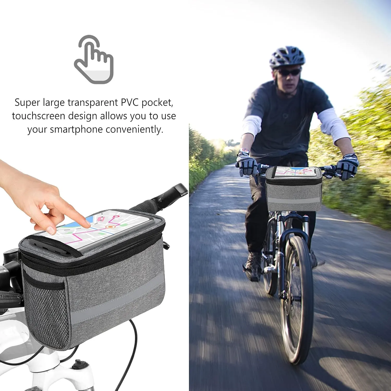 Lixada Bicycle Basket Bike Front Basket Bicycle Insulated Front Bag MTB Bike Handlebar Bag Basket Pannier Cooler Bag with Reflective Strip