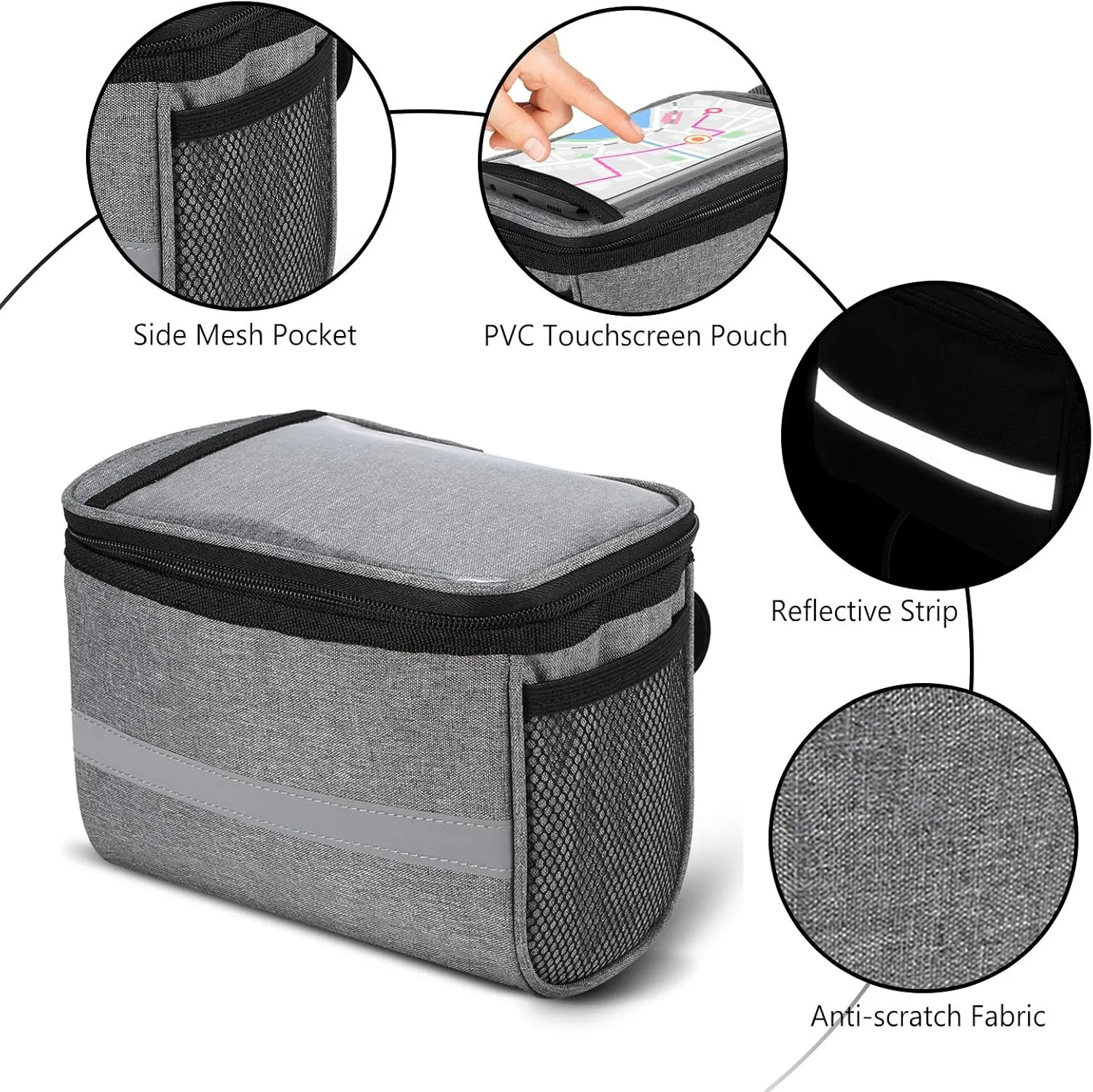 Lixada Bicycle Basket Bike Front Basket Bicycle Insulated Front Bag MTB Bike Handlebar Bag Basket Pannier Cooler Bag with Reflective Strip