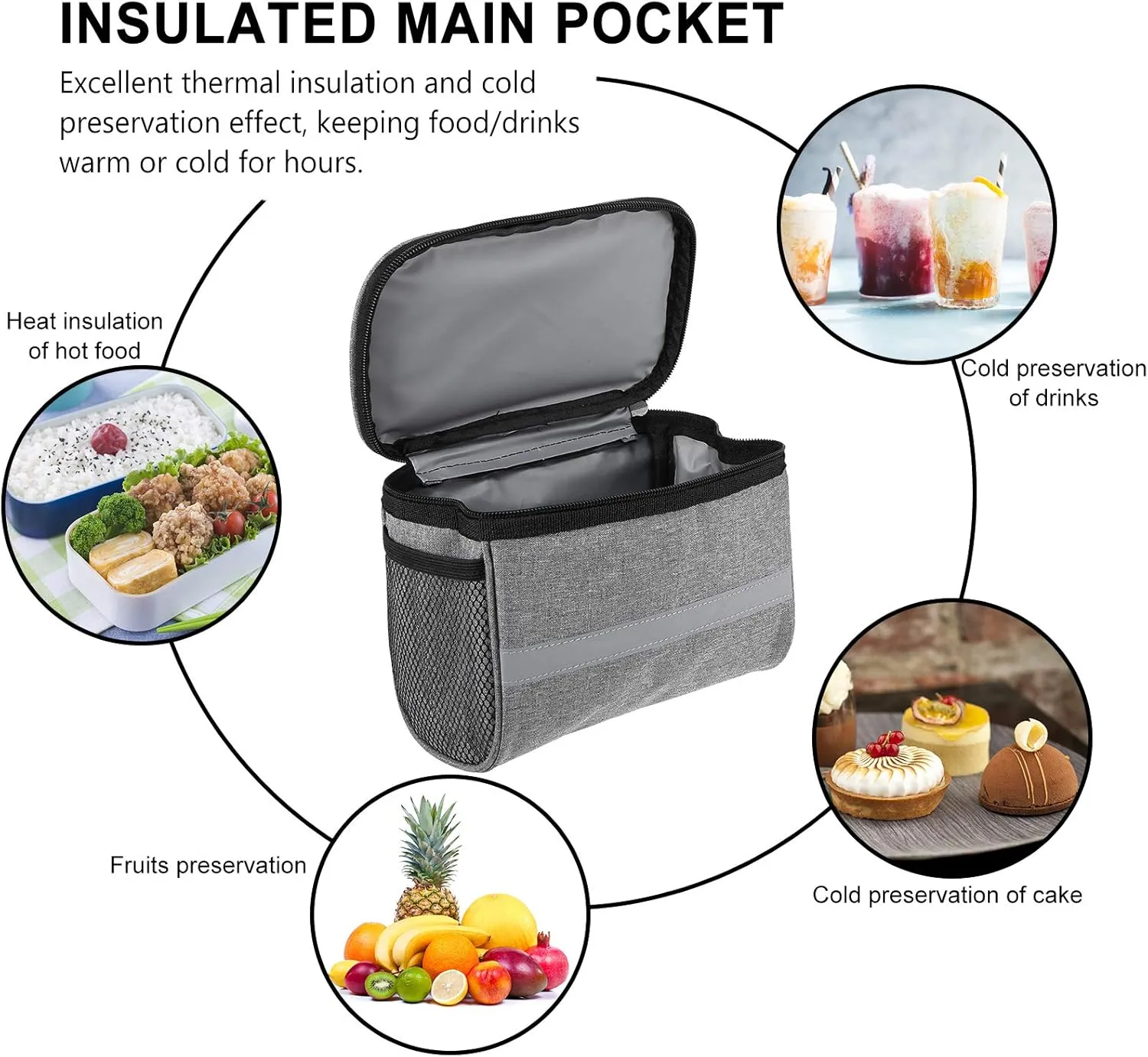 Lixada Bicycle Basket Bike Front Basket Bicycle Insulated Front Bag MTB Bike Handlebar Bag Basket Pannier Cooler Bag with Reflective Strip