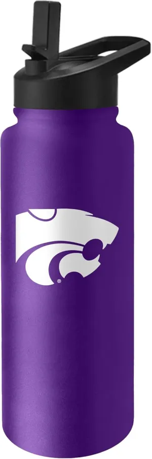 Logo Brands NCAA KS State Wildcats 34 oz Logo Quencher Stainless Bottle – Double-Wall Insulated, Stainless Steel, No-Spill Lid, Easy Carry Handle