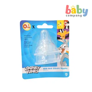 Looney Tunes Wide-Neck Silicone Nipples Pack Of 2 - X-Cut Hole