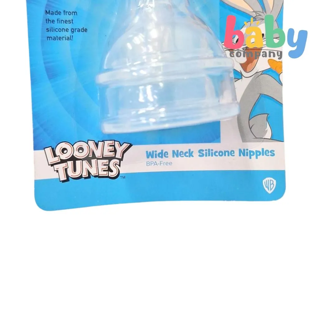 Looney Tunes Wide-Neck Silicone Nipples Pack Of 2 - X-Cut Hole