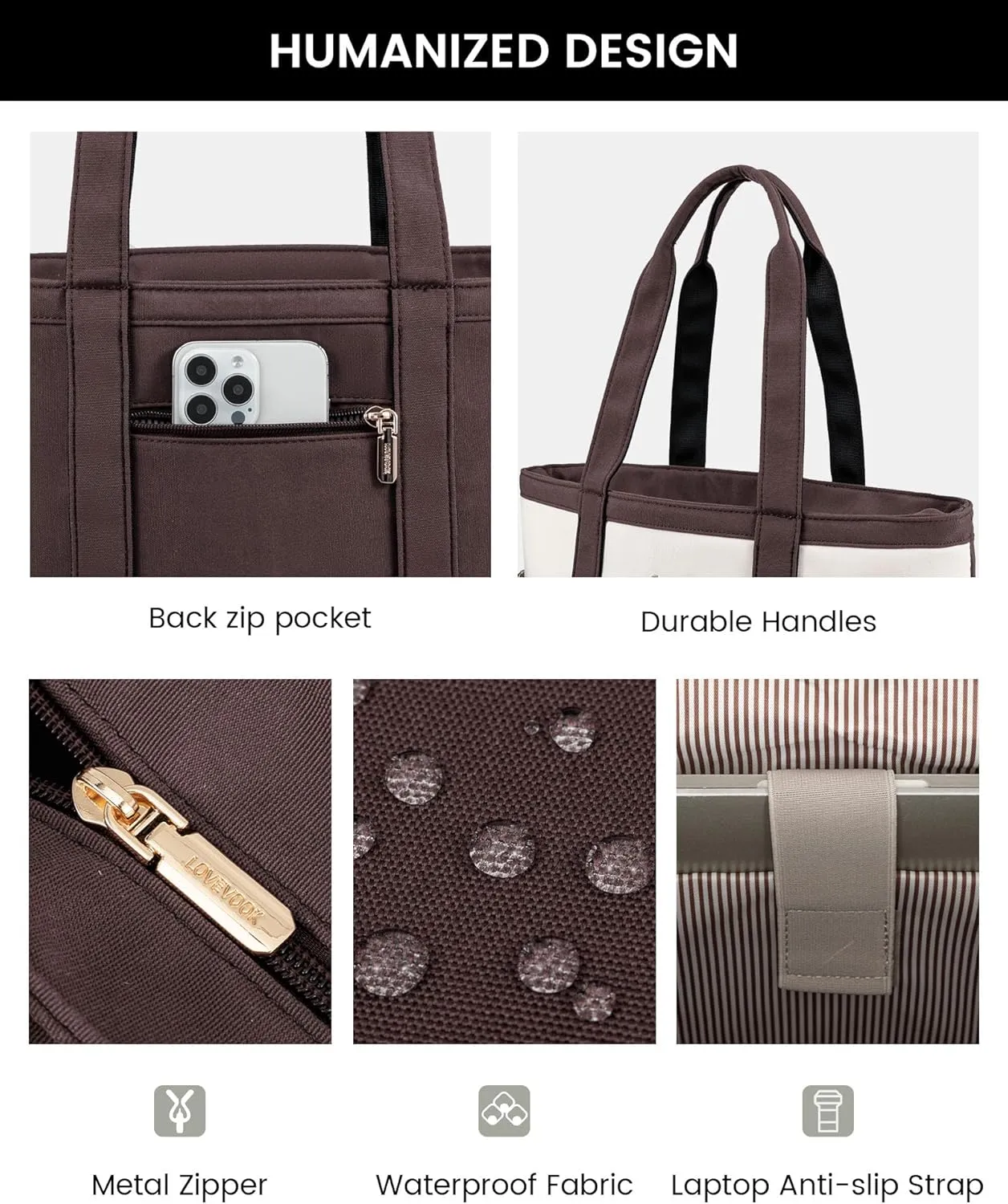 LOVEVOOK Tote Bag for Women - Lightweight Work Bag with 15.6 Inch Laptop Space