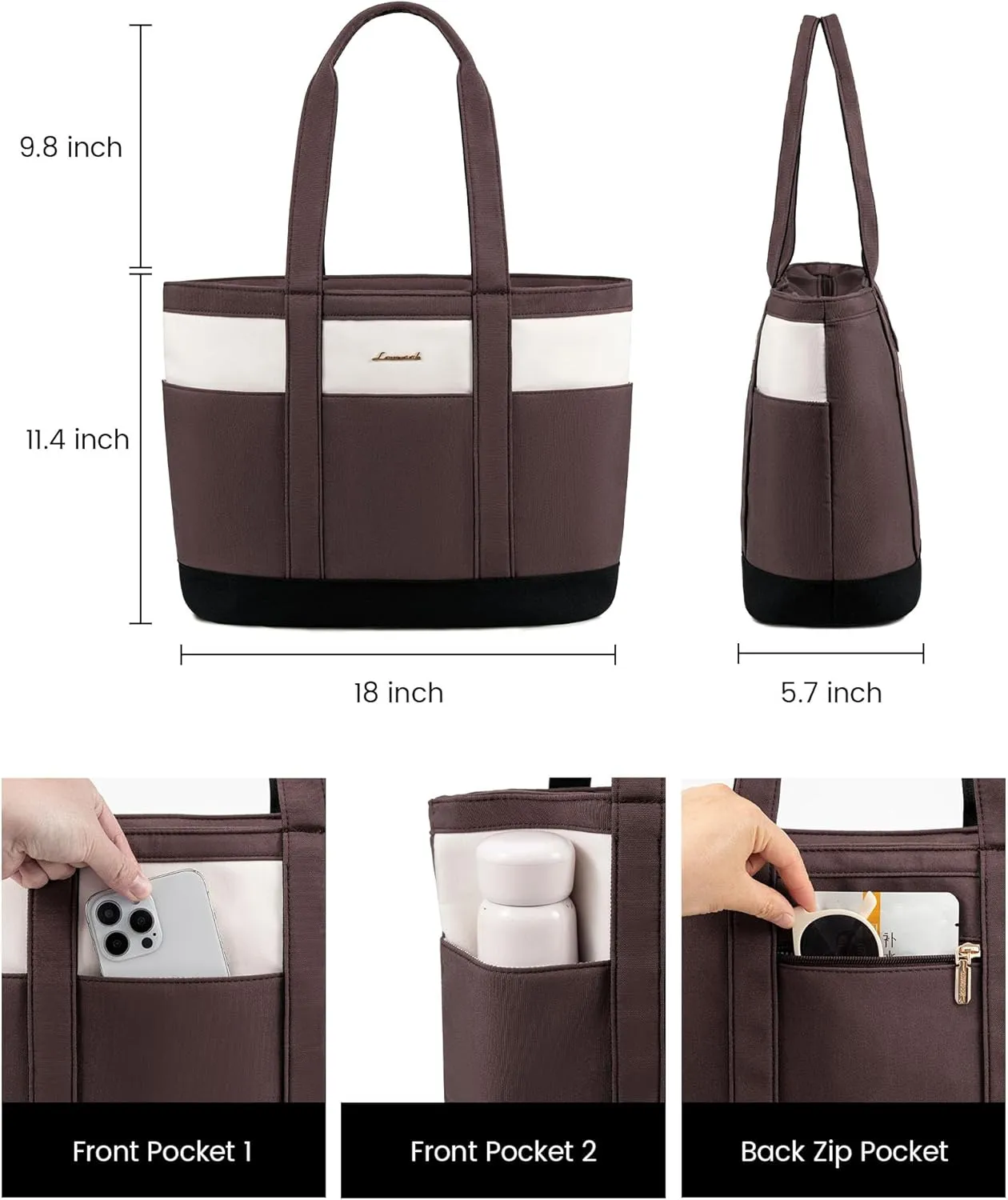 LOVEVOOK Tote Bag for Women - Lightweight Work Bag with 15.6 Inch Laptop Space