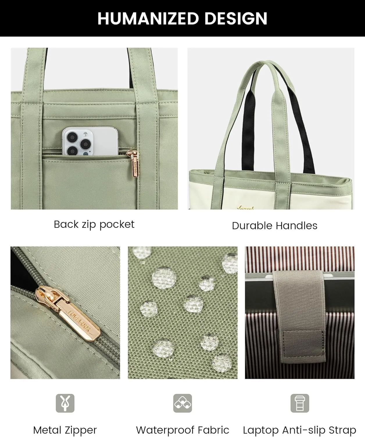 LOVEVOOK Tote Bag for Women - Lightweight Work Bag with 15.6 Inch Laptop Space