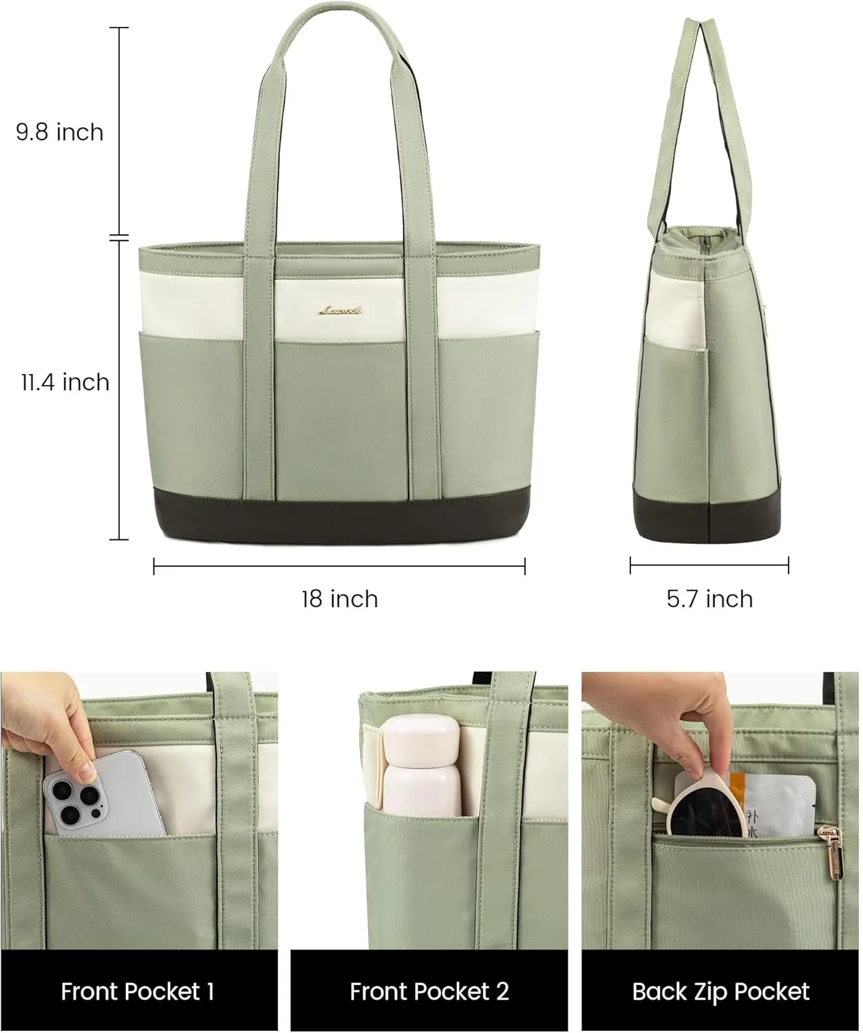 LOVEVOOK Tote Bag for Women - Lightweight Work Bag with 15.6 Inch Laptop Space
