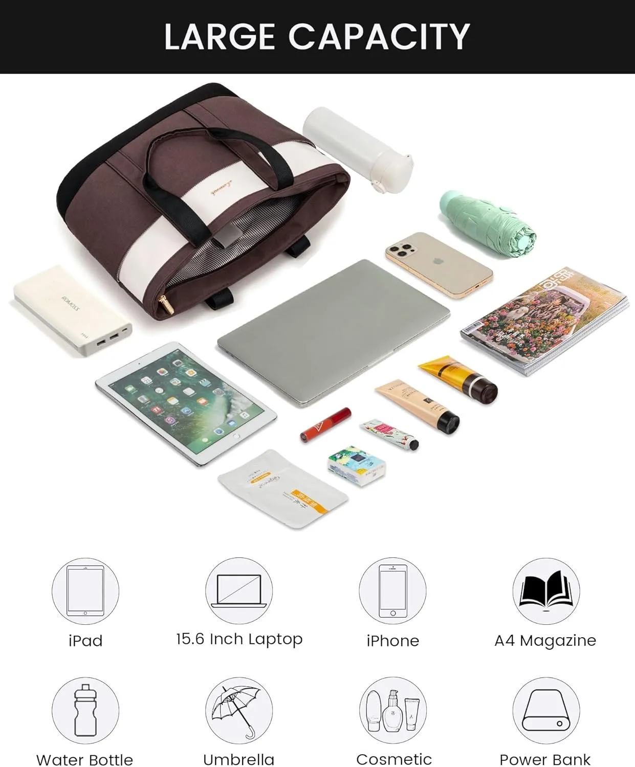 LOVEVOOK Tote Bag for Women - Lightweight Work Bag with 15.6 Inch Laptop Space