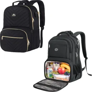Lunch Backpack for Women, 15.6inch Water Resistant Insulated Cooler Bag Purse, Lunch Bag for Men, 17 Inch Large Insulated Cooler Laptop Backpack with USB Port, Water Resistant Back Pack