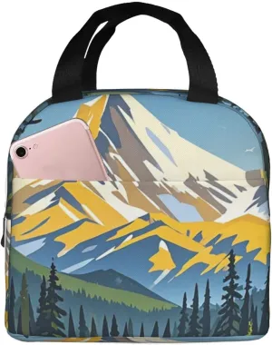 Lunch Bag for Men Women Reusable Insulated Lunchbox Moose Mountain Pine Tree Wilderness Lunch Tote Bag for Work Picnic