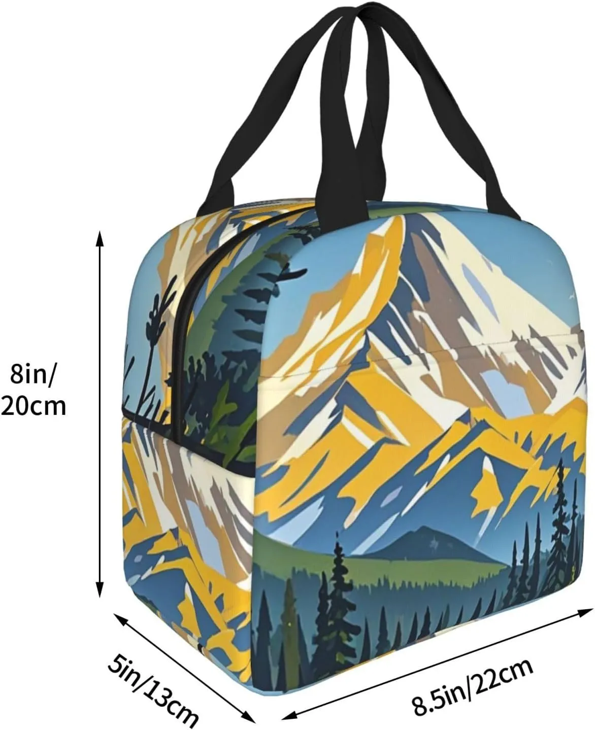Lunch Bag for Men Women Reusable Insulated Lunchbox Moose Mountain Pine Tree Wilderness Lunch Tote Bag for Work Picnic