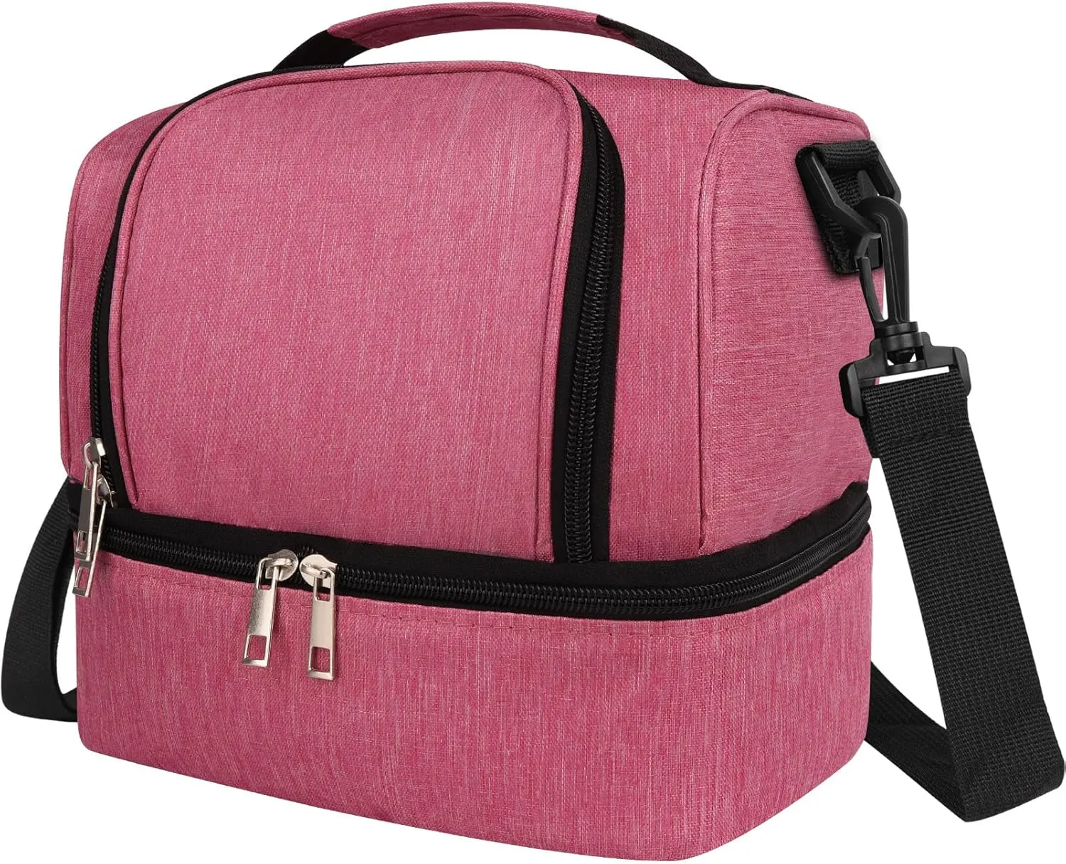Lunch Box Lunch Bag for Women Men Reusable Insulated Lunch Bag Women Lunch Cooler Tote Bags with Adjustable Shoulder Strap for Office Work Picnic Travel, Rose Red