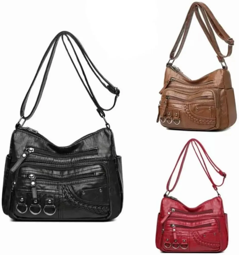 Luxury Womens PU Handbag Classic Ladies Shoulder Cross Body Bag Black Brown Red