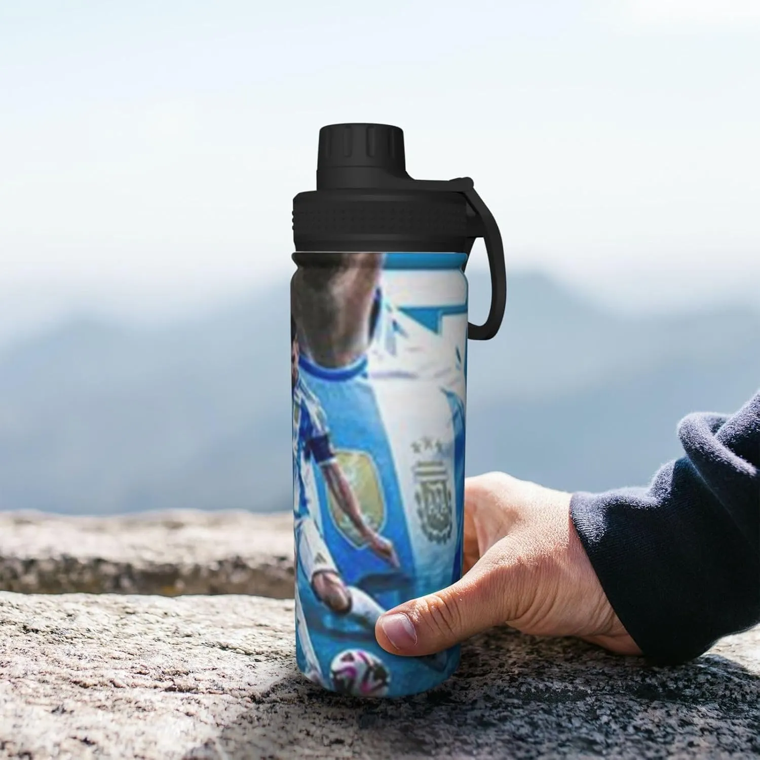 M-essi 18OZ sports insulated water bottle easy to carry with spout cover, insulated water bottle White